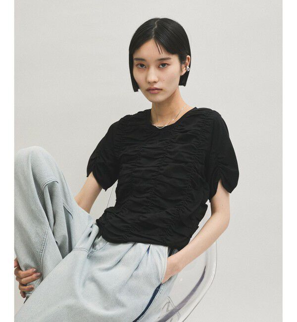 ADAM ET ROPE'「【サステナブル】シャーリングTEE」|Tシャツ・カットソー|