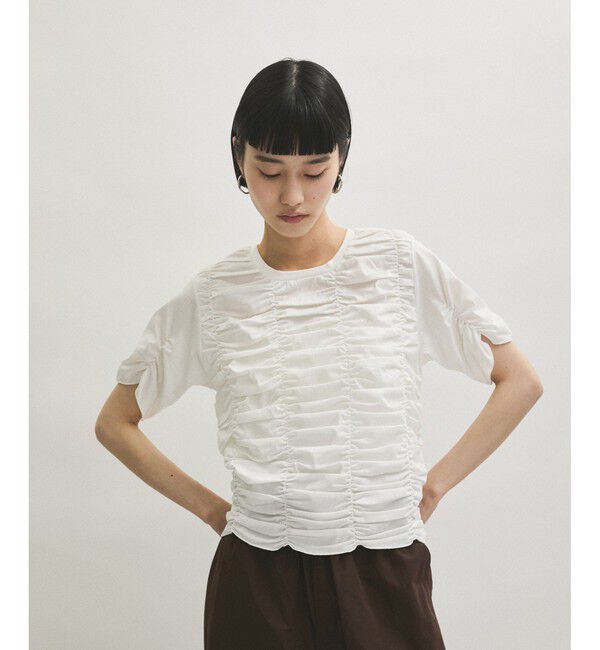 ADAM ET ROPE'「【サステナブル】シャーリングTEE」|Tシャツ・カットソー|