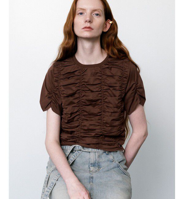 ADAM ET ROPE'「【サステナブル】シャーリングTEE」|Tシャツ・カットソー|