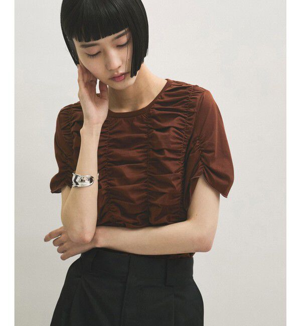 ADAM ET ROPE'「【サステナブル】シャーリングTEE」|Tシャツ・カットソー|