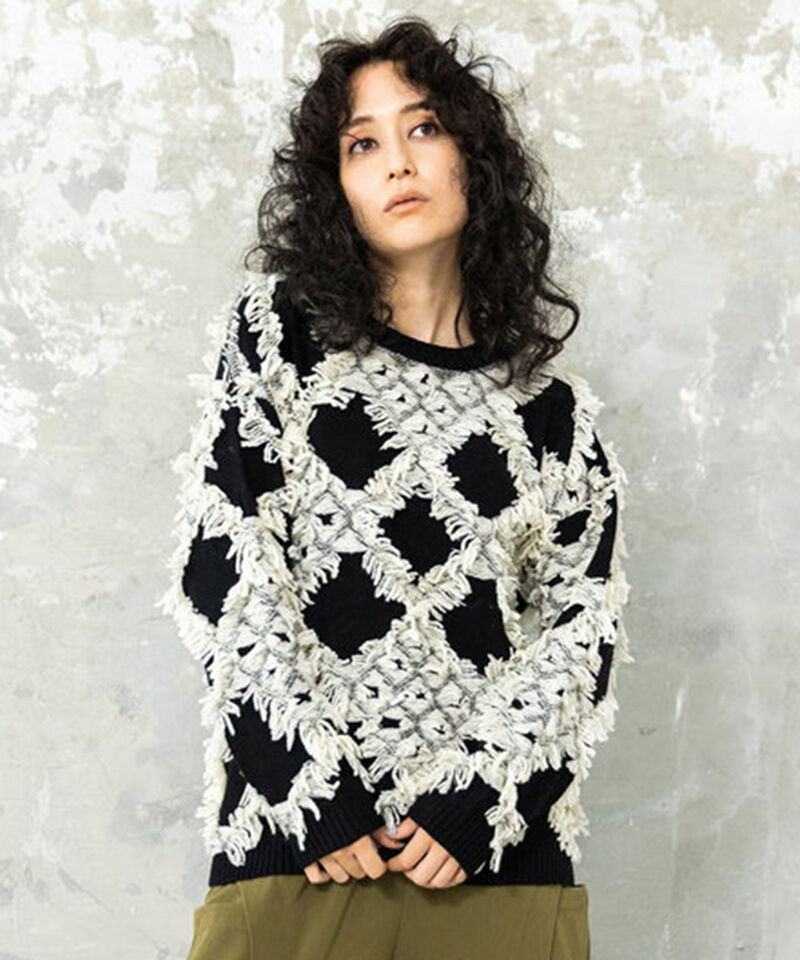  「ジャガードニットプルオーバー」|ニット・セーター|IVORY