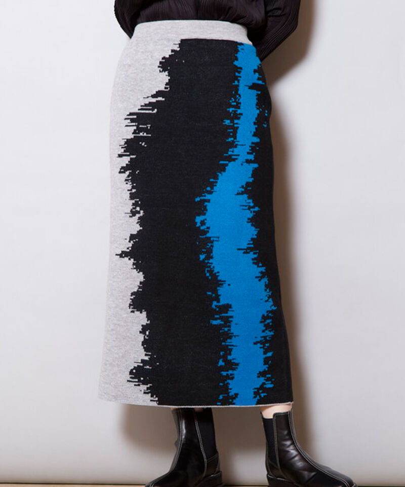  「ジャガードニットスカート」|タイト|L .GRAY