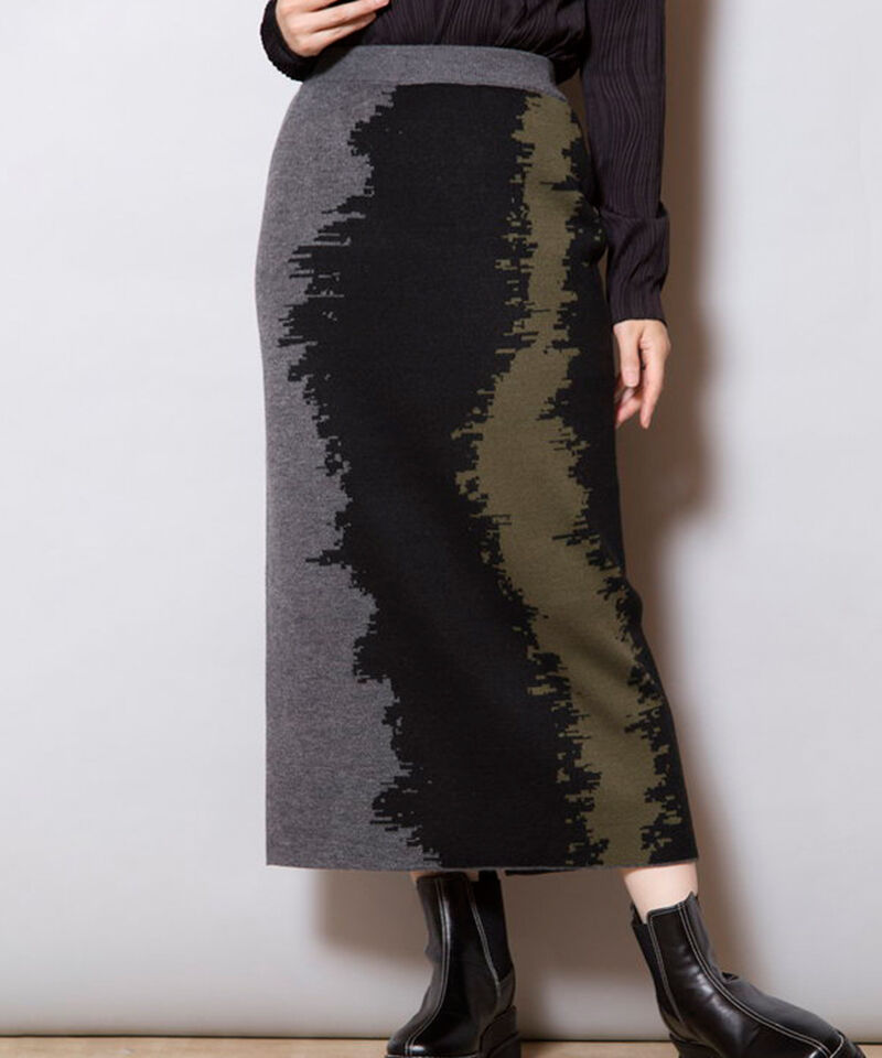  「ジャガードニットスカート」|タイト|D.GRAY