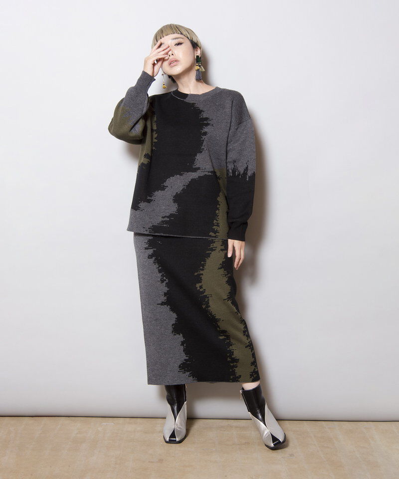  「ジャガードニットスカート」|タイト|