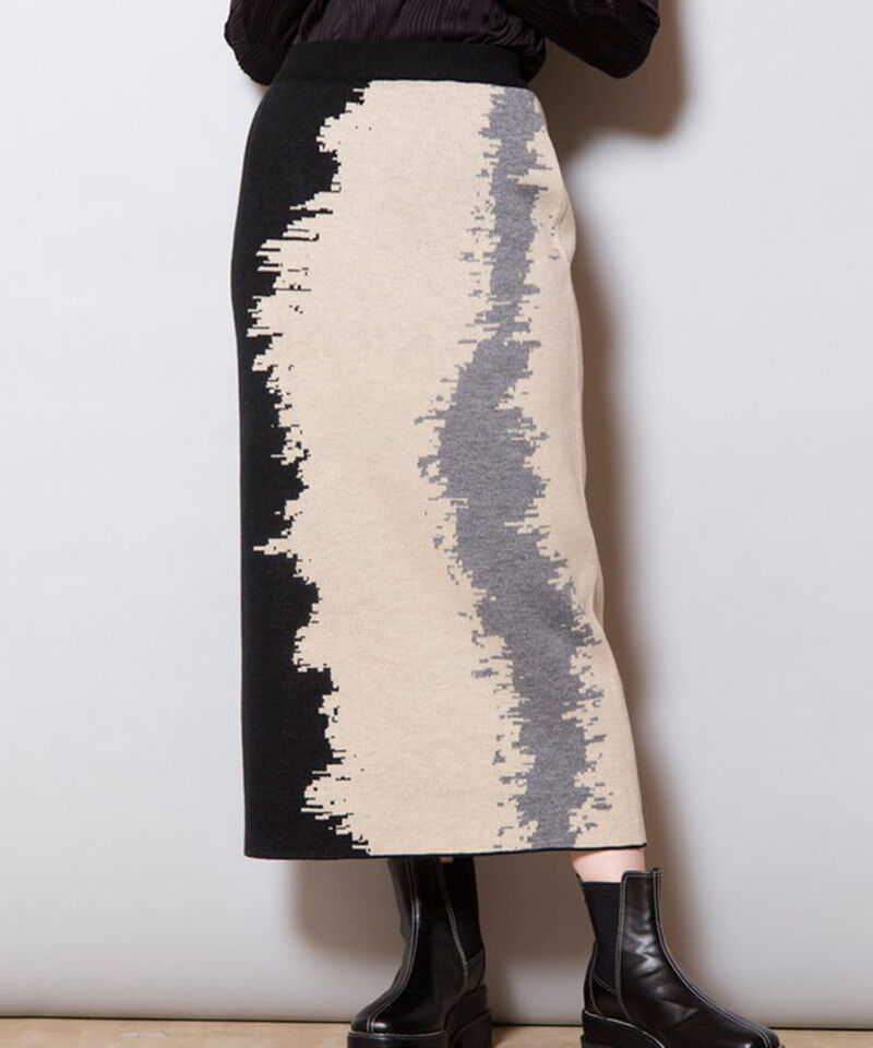  「ジャガードニットスカート」|タイト|BLACK