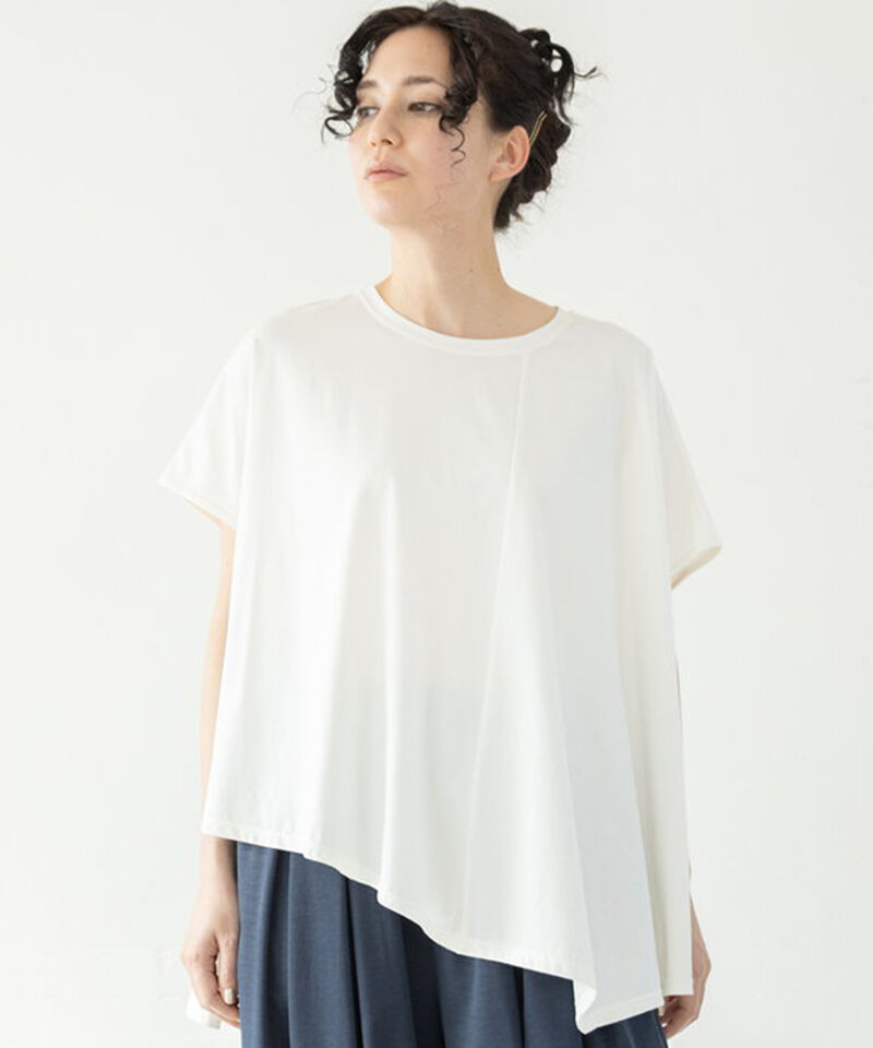  「アシンメトリーフレアーTシャツ」|Tシャツ・カットソー|WHITE