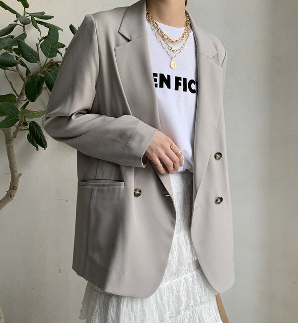  「【WEB限定】サイロツイルダブルジャケット」|テーラードジャケット|ライトグレー