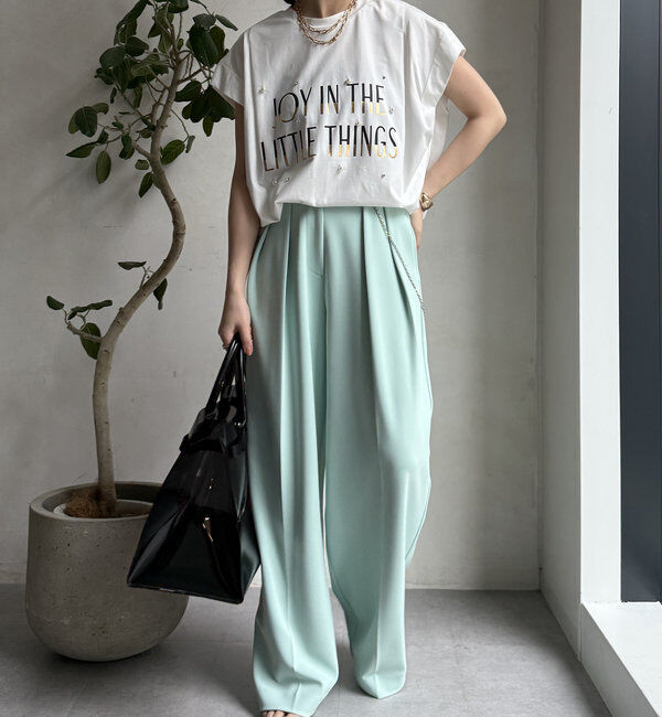  「【WEB限定】シルケットパールロゴトップス」|Tシャツ・カットソー|