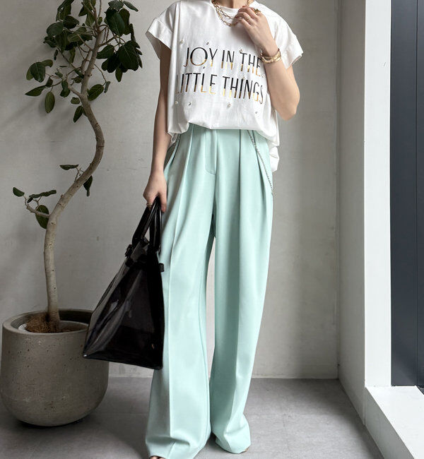  「【WEB限定】シルケットパールロゴトップス」|Tシャツ・カットソー|