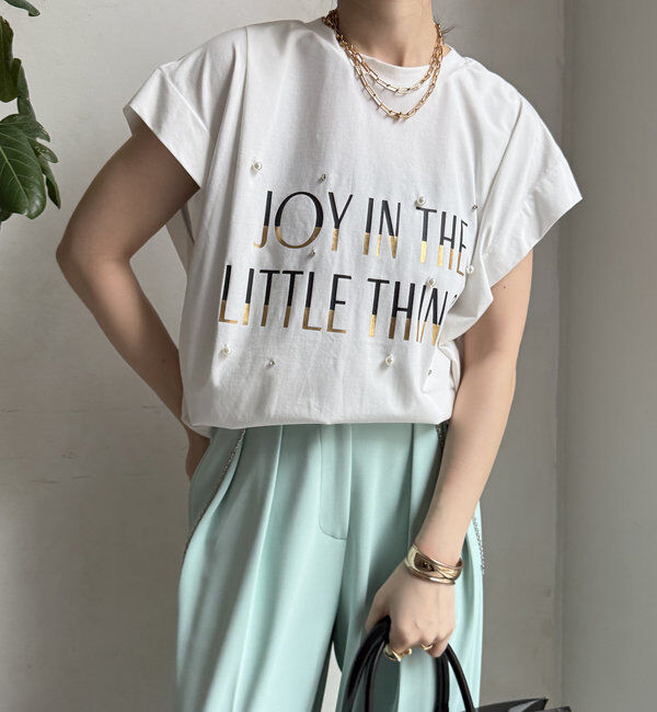  「【WEB限定】シルケットパールロゴトップス」|Tシャツ・カットソー|