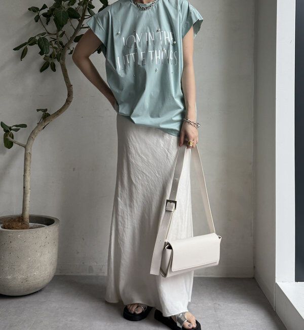  「【WEB限定】シルケットパールロゴトップス」|Tシャツ・カットソー|