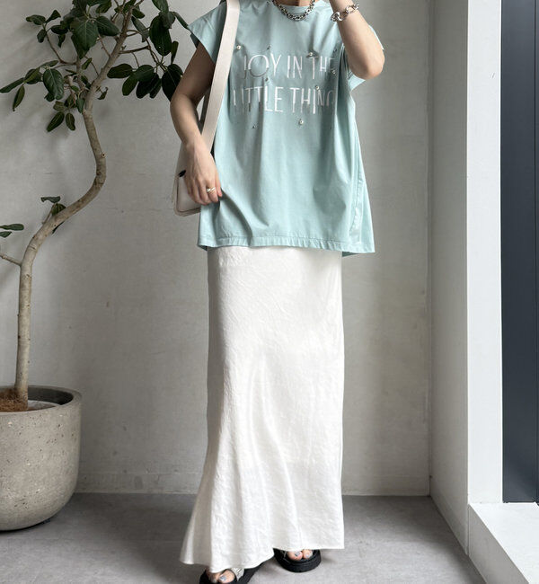  「【WEB限定】シルケットパールロゴトップス」|Tシャツ・カットソー|