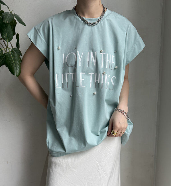  「【WEB限定】シルケットパールロゴトップス」|Tシャツ・カットソー|