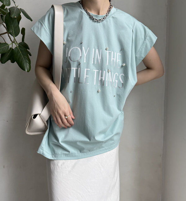  「【WEB限定】シルケットパールロゴトップス」|Tシャツ・カットソー|