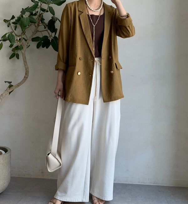  「【新色追加】ライトフェイクリネンジャケット」|テーラードジャケット|