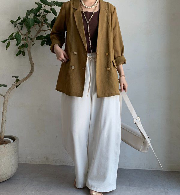  「【新色追加】ライトフェイクリネンジャケット」|テーラードジャケット|