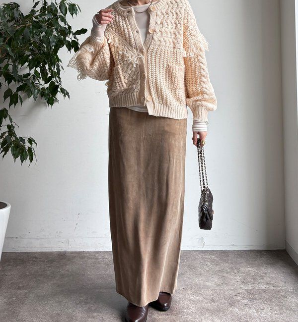  「【WEB限定】フリンジニットカーディガン」|カーディガン|