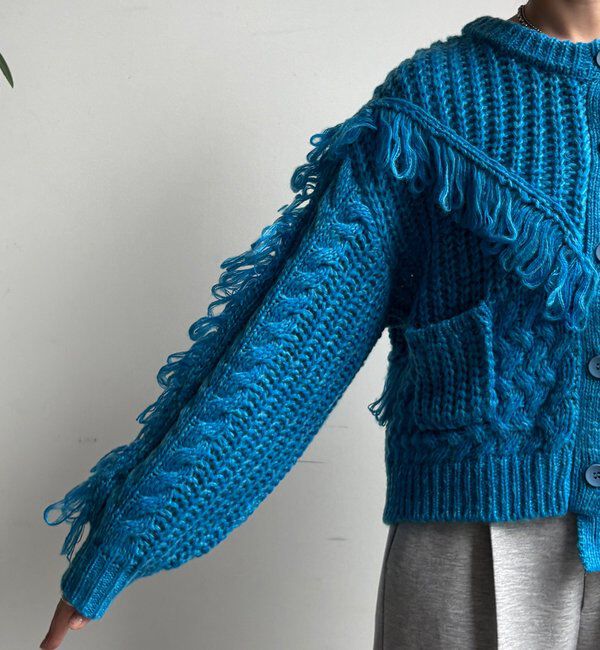  「【WEB限定】フリンジニットカーディガン」|カーディガン|