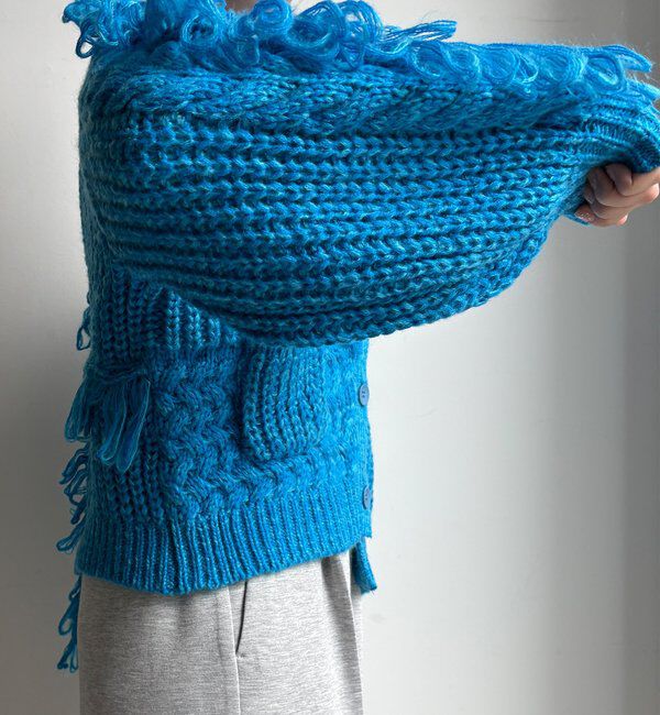  「【WEB限定】フリンジニットカーディガン」|カーディガン|