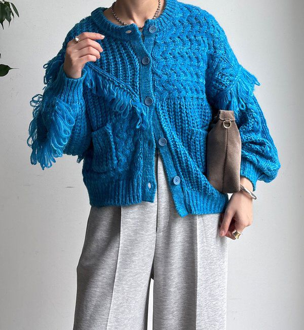  「【WEB限定】フリンジニットカーディガン」|カーディガン|