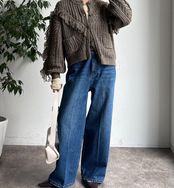  「【WEB限定】フリンジニットカーディガン」|カーディガン|