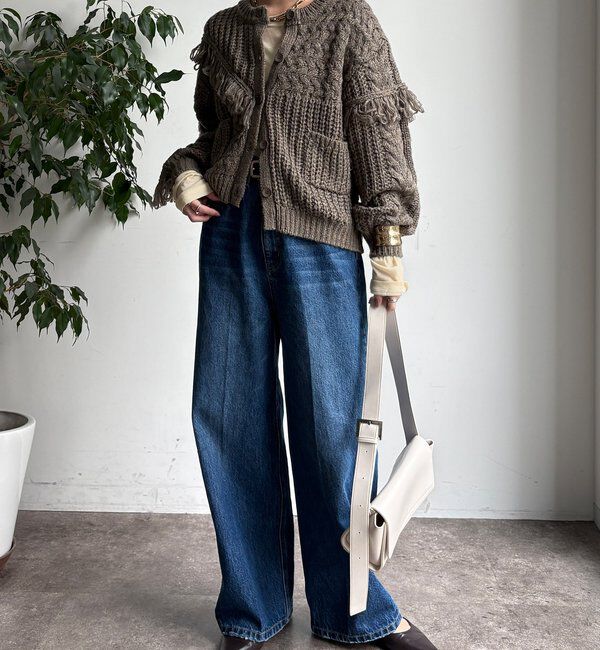  「【WEB限定】フリンジニットカーディガン」|カーディガン|