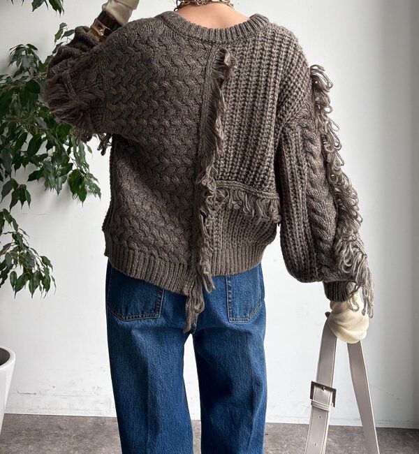  「【WEB限定】フリンジニットカーディガン」|カーディガン|