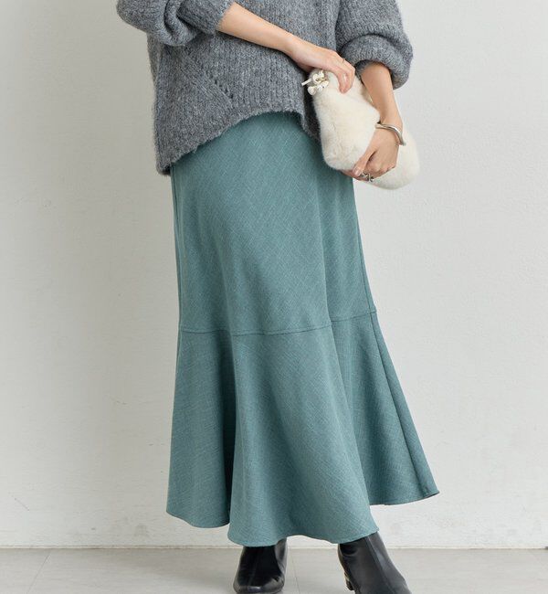  「《美シルエット》バックスリットマーメイドロングスカート」|スカート|グリーン