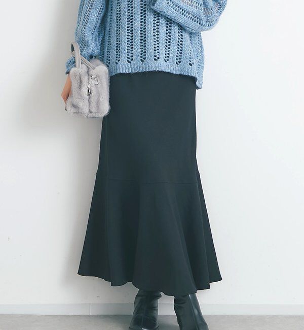  「《美シルエット》バックスリットマーメイドロングスカート」|スカート|ブラック