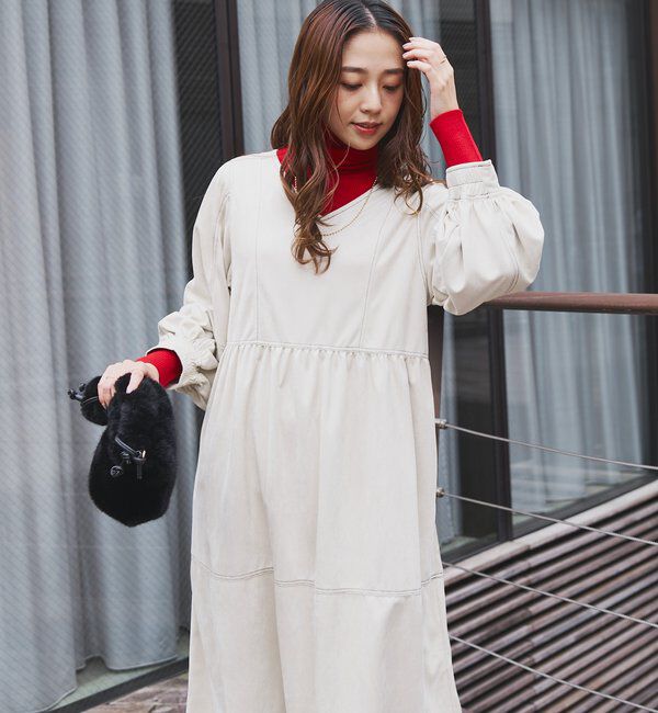  「《着こなしの幅が広がる》前後2WAYピーチスキンステッチワンピース」|その他|