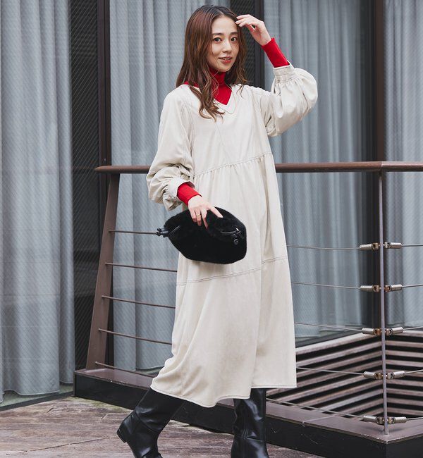  「《着こなしの幅が広がる》前後2WAYピーチスキンステッチワンピース」|その他|