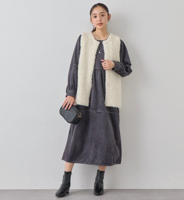  「《着こなしの幅が広がる》前後2WAYピーチスキンステッチワンピース」|その他|