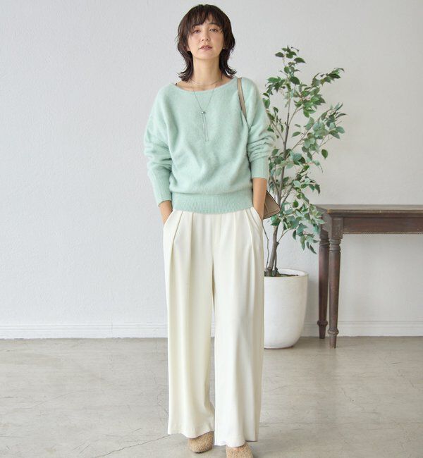  「【ウォッシャブル】【シーズンレスで使える】タックワイドスラックス」|チノ|