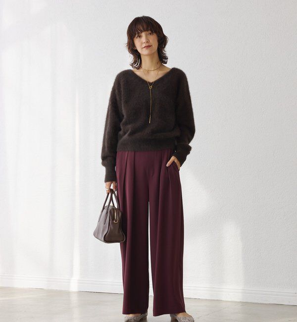  「【ウォッシャブル】【シーズンレスで使える】タックワイドスラックス」|チノ|