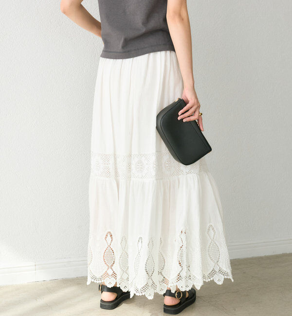  「【着映え◎】ケミカルレースティアードスカート」|スカート|