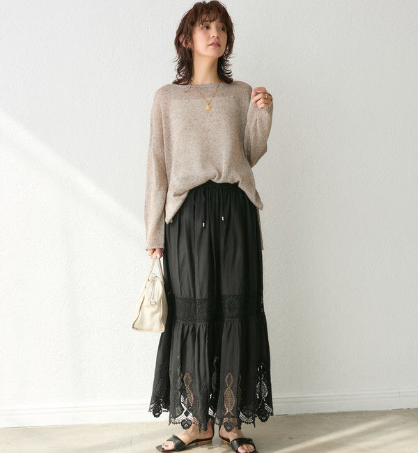  「【着映え◎】ケミカルレースティアードスカート」|スカート|