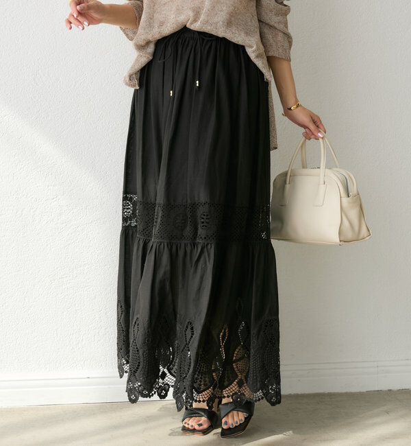  「【着映え◎】ケミカルレースティアードスカート」|スカート|
