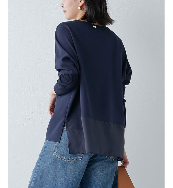  「《24AW》ジョーゼットコンビブラウス」|シャツ・ブラウス|ネイビー