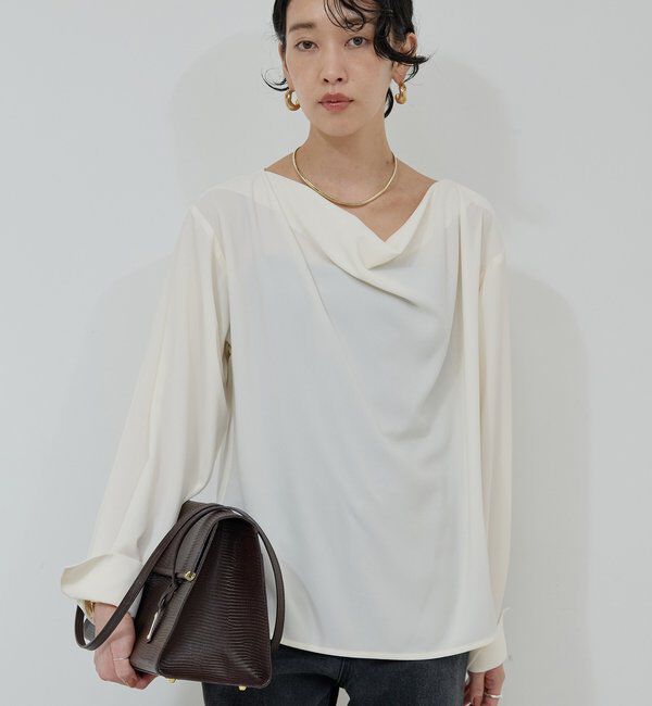  「フロントドレープブラウス」|シャツ・ブラウス|オフホワイト