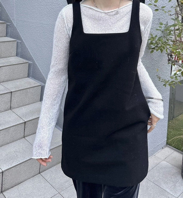  「ウールライクミニワンピース」|ワンピース|ブラック