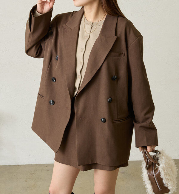  「[mline]オーバージャケット」|テーラードジャケット|ブラウン