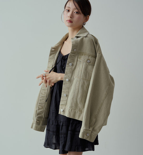  「【セットアップ対応】ルーズデニムGジャン」|デニムジャケット|ベージュ