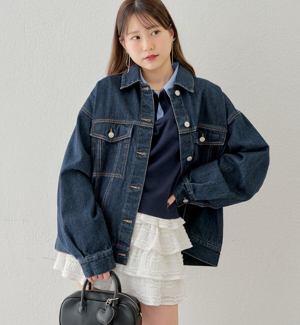  「【セットアップ対応】ルーズデニムGジャン」|デニムジャケット|ネイビー