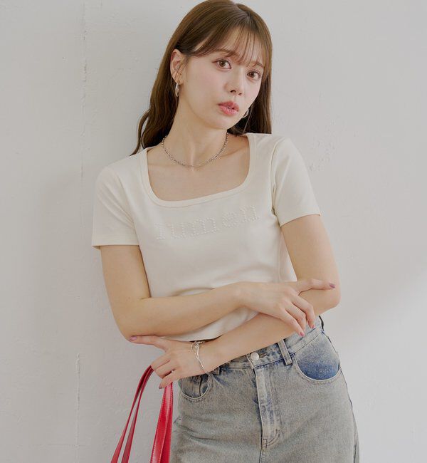  「スクエアネックロゴT」|Tシャツ・カットソー|