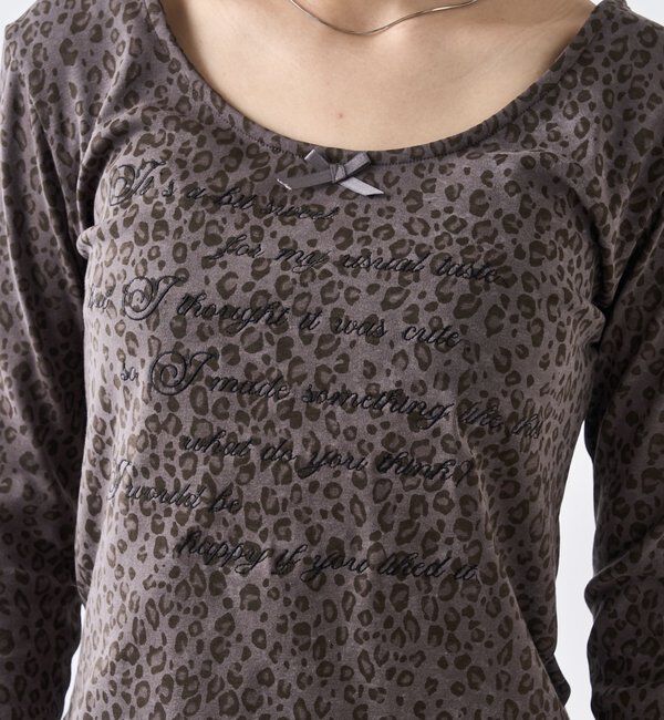 「レオパード(ヒョウ柄)メッセージトップス」|Tシャツ・カットソー|