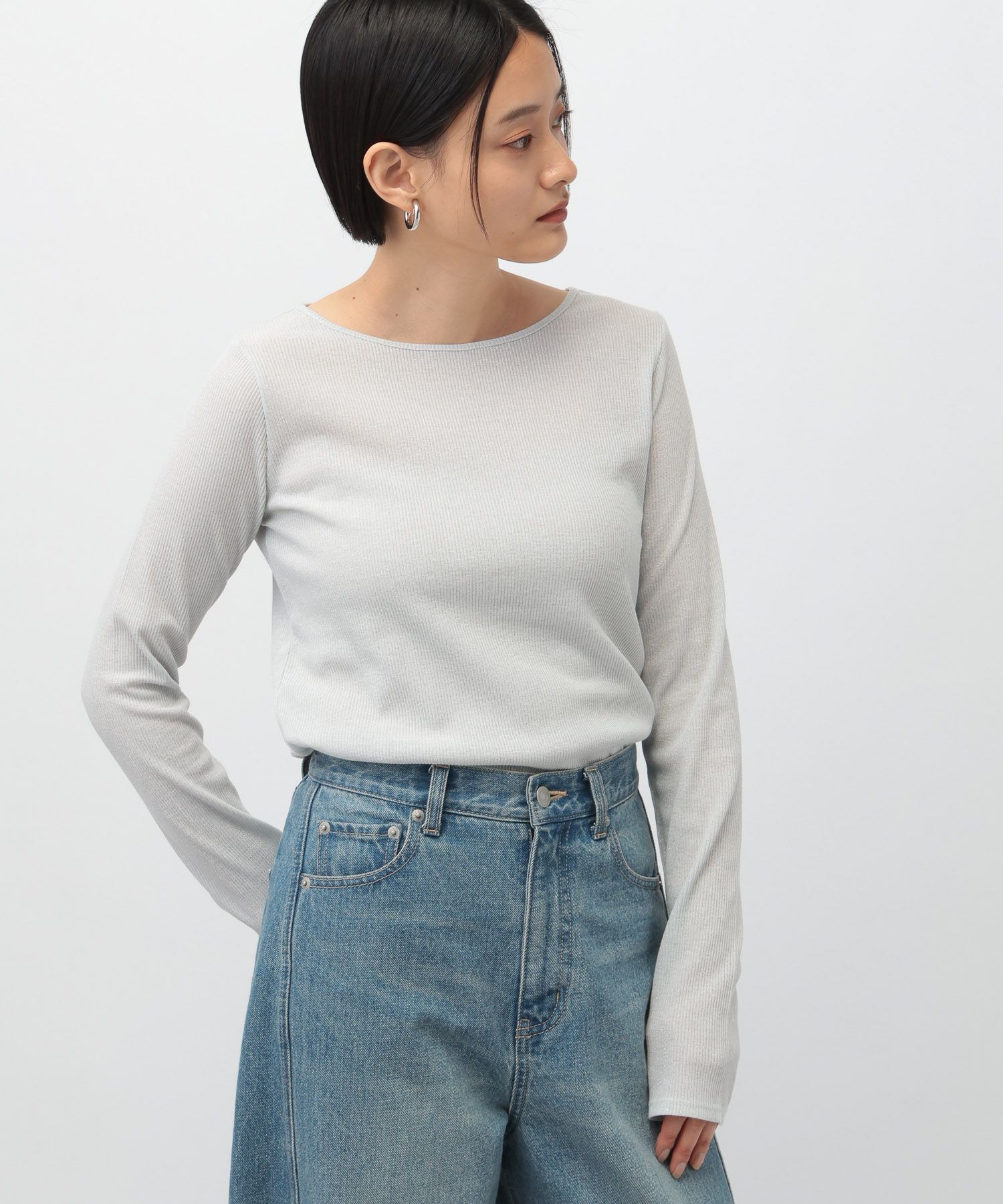 A part by 「ラメメボート_長袖」|Tシャツ・カットソー|グレー