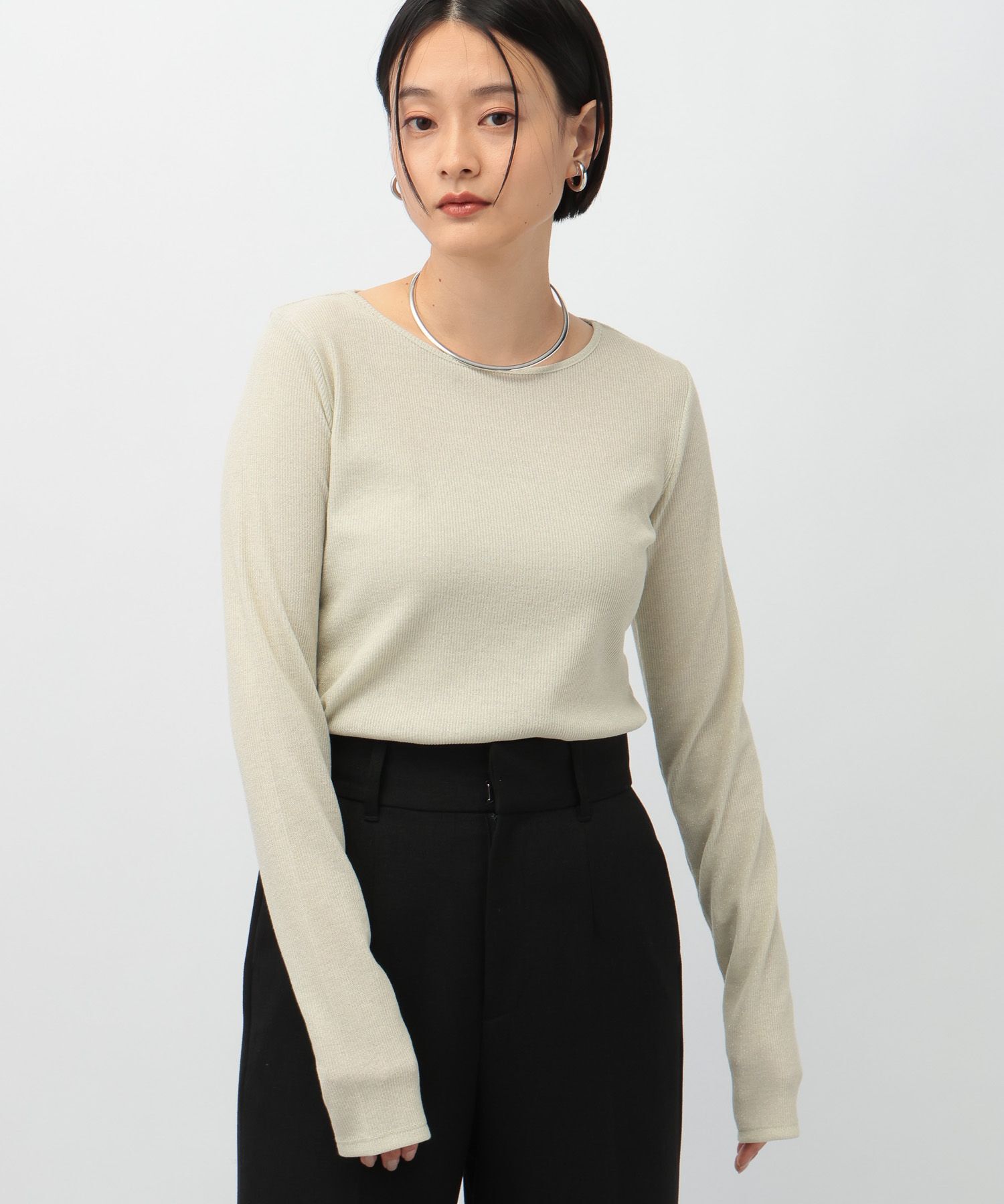 A part by 「ラメメボート_長袖」|Tシャツ・カットソー|ベージュ