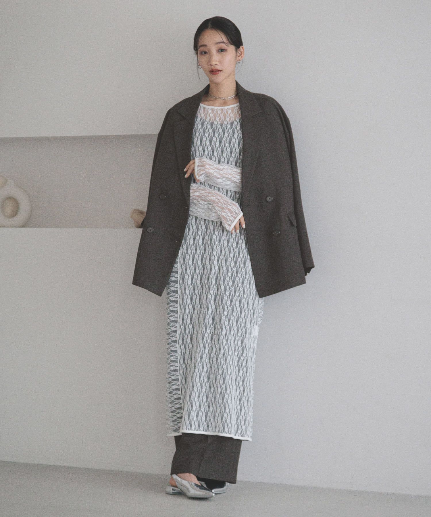 LOWRYS FARM「メランジツイルジャケット」|テーラードジャケット|GRY8