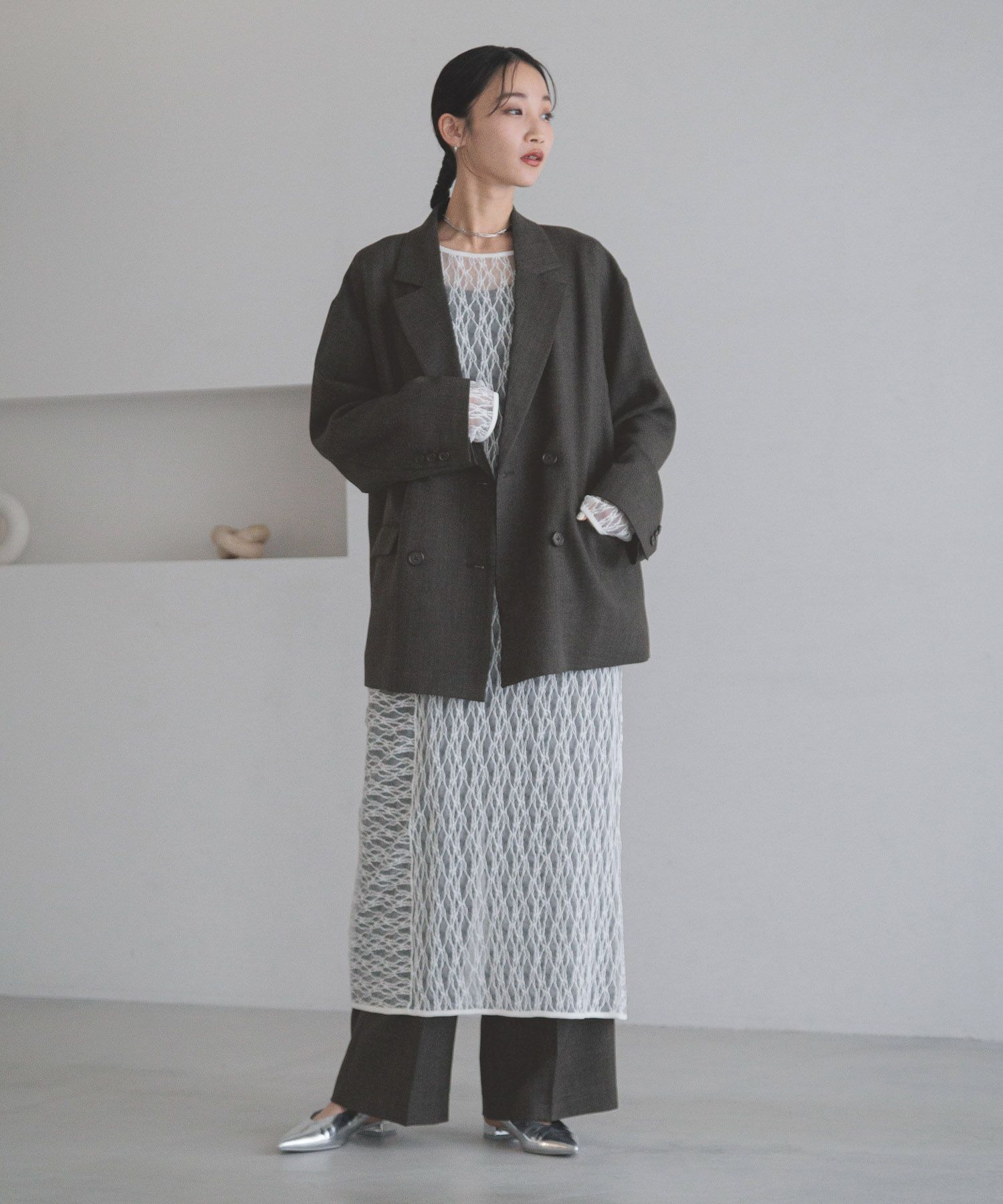 LOWRYS FARM「メランジツイルジャケット」|テーラードジャケット|