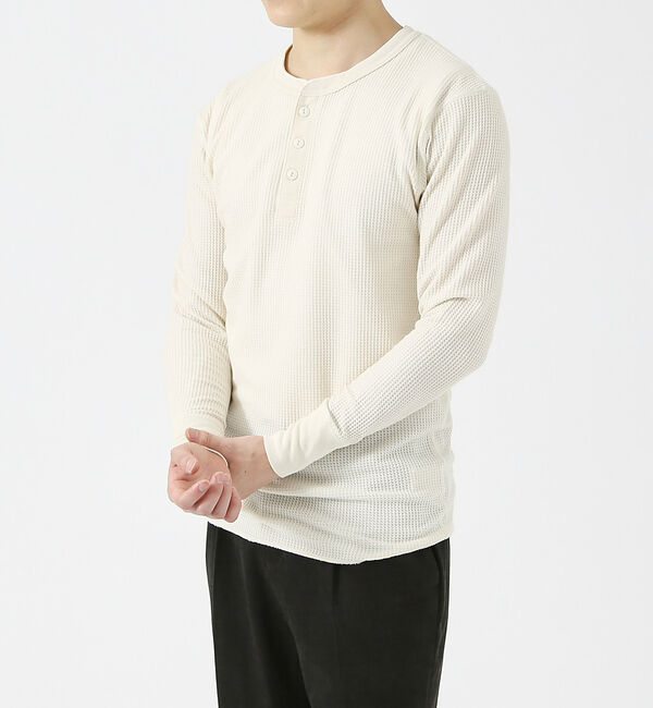 ABAHOUSE「【JEMORGAN/ジェーイーモーガン】ワッフル ヘンリーネック ロングスリーブ」|Tシャツ・カットソー|ホワイト系その他1